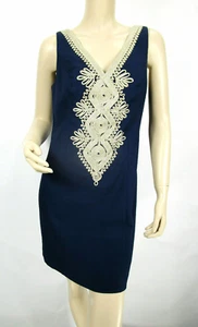 Neu mit Etikett Lilly Pulitzer Junie Etuikleid Größe 2 marineblau gold UVP 198 $ - Bild 1 von 4