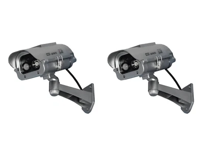 Two (2) Solar Powered Fake Dummy Security Cameras Motion Activated Flashing LED - Image 1 of 4