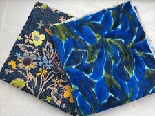 Upholstery Fabric Samples (2) Floral Tapestry + Velvet Upholstery 24x26 Remnants