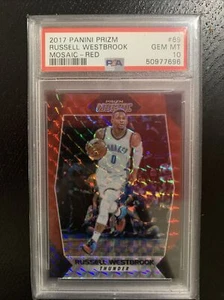 2017-18 Panini Prizm Russell Westbrook Mosaic Red #69 PSA 10 - Pop 4 Super Rare - Picture 1 of 3