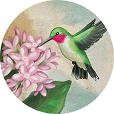 Single Round Absorbent Stone Car Coaster-Hummingbird-by Carson Home Accents - Изображение 1 из 2
