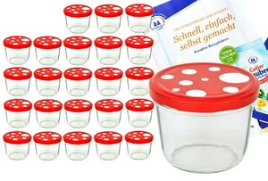 24 Sturzgläser 230ml rot weiß gepunktet Marmeladengläser Einmachgläser Glas - Bild 1 von 4