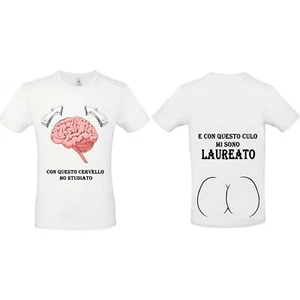 MAGLIA T-SHIRT LAUREA MAGLIA SCHERZOSA LAUREA FRONTE RETRO FESTA PARTY LAUREA - Foto 1 di 4