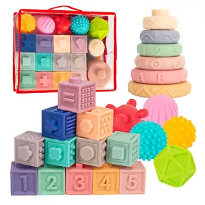 23 - PCS 3 - in - 1 Montessori Teething & Stacking Toys for 0 - 18 Month Babies - Picture 1 of 7