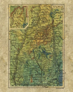 Póster con impresión de arte de mapa de New Hampshire 1906 decoración de pared vintage para hogar y regalo - Imagen 1 de 1