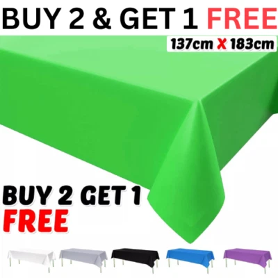 Plastic Table Cloth Disposable Wipe Clean Party Tablecloth Covers Rectangle UK - Image 1 of 4