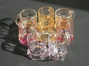 Tazza birra vintage in miniatura vetro federale diversi colori set di 8 - Foto 1 di 4