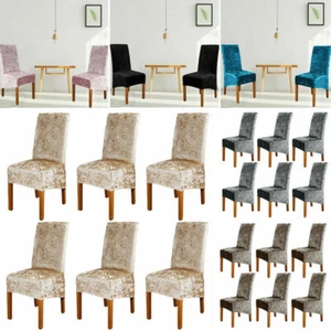 Universal Stuhlhusse Stretch Samt Stuhlbezug Esszimmer Hochzeit Stuhlüberzug - Bild 1 von 84