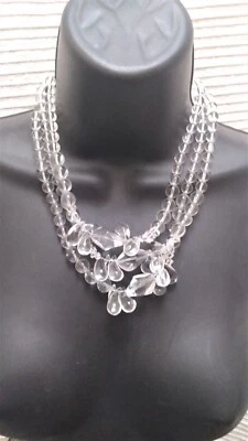 Lágrima Multi Capa Cuentas Collar Hilo Lucita Cadena Transparente Bola Babero Foto 1 de 2