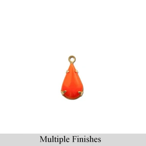 8x4mm Orange Glass Teardrop Stone in 1 Loop Setting - Picture 1 of 13