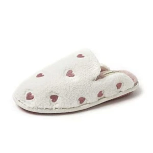 Pink Fuzzy Heart Valentines Slippers for Women Medium Pink Hearts - Picture 1 of 8
