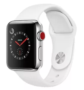Apple Watch Series 3 38mm Stainless Steel White Band GPS + Cellular - Good - Picture 1 of 1