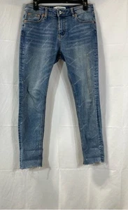Balenciaga Womens Blue Logo Print Raw Hem Skinny Jeans Denim Pants Sz 30 - Picture 1 of 7