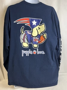 Puppie Love Blue Dog Print Langarm T-Shirt NFL Patriots Navy Blau XXL - Bild 1 von 10