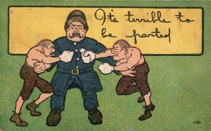 Cómic de policía es terrible separarse postal vintage de 1907 - Imagen 1 de 2