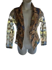 L'Atiste Womens Sheer Lace Embroidered Button Collared Blazer Floral Medium - Picture 1 of 12
