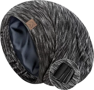 Cappello Capanna Raso di Seta Berretto a pelo Cofano Copricapelli per Dormire Foderato in Seta Beanie - Foto 1 di 6