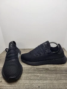 Adidas Mens Deerupt Triple Black Fish Net Running Shoes Sneakers Size 10 - Picture 1 of 10