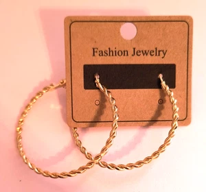 Modeschmuck neu goldfarben gedrehtes Seil Creolen Stil Ohrringe Hebelverschluss - Bild 1 von 16
