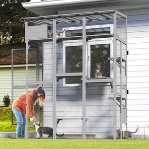 TIMHAKA Catio Parco Giochi Finestra Recinto per Gatti, Grande Catio da Esterno per Multi... - Foto 1 di 7
