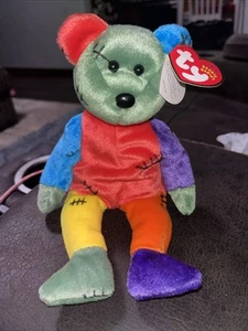 TY Beanie Baby - FRANKENTEDDY Bear (Purple & Green Feet) (8.5 inch) -RARE ERRORS - Picture 1 of 4