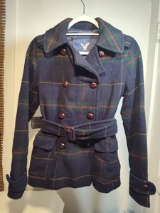 Abrigo para mujer American Eagle Outfitters mezcla de lana a cuadros pequeño pequeño vintage - Imagen 1 de 8