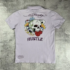 Ed Hardy Skull Hustle Polo T-Shirt Mens Size L - Picture 1 of 10