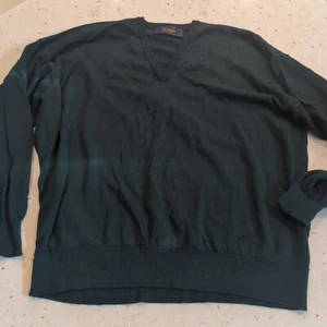 PRINGLE of Scotland Men’s VTG Sweater 100% Lambs Wool Green V Neck Size XXL - Picture 1 of 12