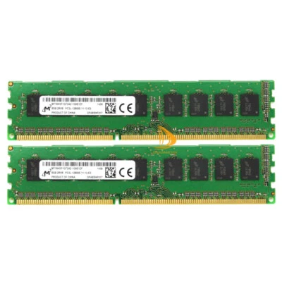 Micron 16GB DDR3L RAM 2x 8 GB 2RX8 12800E 1600Mhz DIMM 240PIN ECC Desktop Memory - Image 1 of 4