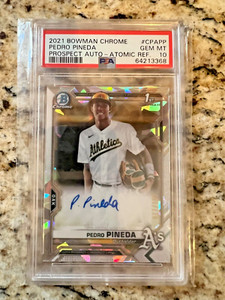 2021 Bowman Chrome - Pedro Pineda Atomic Refractor Prospect Auto RC. PSA 10