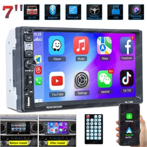 7'' Double Din Car Stereo Bluetooth Head Unit Android For Apple CarPlay BT Radio - Picture 1 of 16