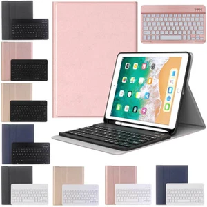 For iPad 7/8/9th Gen 10.2 Bluetooth Keyboard Leather Case Cover w/Pencil Holder - Picture 1 of 48