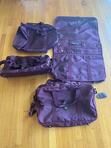Vintage Pierre Cardin Maroon Suit Bag w/ Rare Matching Bags, Satchel - 4 Pieces - Picture 1 of 8