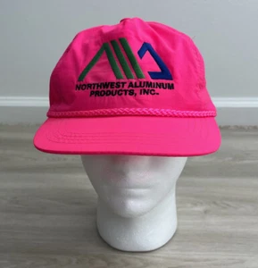 Vintage Neon Pink Embroidered Northwest Aluminum Rope Strapback Hat Sportcap - Picture 1 of 10