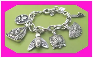 BRIGHTON MOONLIGHT GARDEN Fleur Boat Bee Turtle Charm BRACELET NWTag $128 60% - Picture 1 of 3