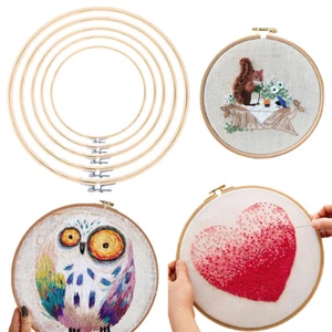 Bamboo Wooden Embroidery Cross Stitch Rings Hoop Frames Top-DIY Hand Craft Tools - Picture 1 of 21