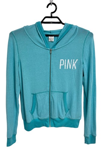 UNDERCOVER Felpa con cappuccio rosa Victoria's Secret donna a maniche lunghe blu chiaro cerniera taglia M