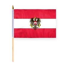 Austria Austrian Coat Arms Stick Flags 12'' x 18'', Table Desk, Super Polyester