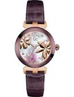 Guess Collection Burgundy Genuine Leather Band Floral Dial Women Watch Y22001L3