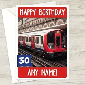 LONDON TUBE TRAIN Personalised Birthday Card • personalized tfl city underground - Picture 1 of 2