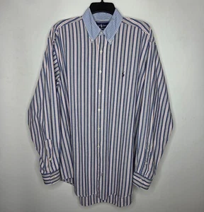 Camisa Polo Ralph Lauren Para Hombre Grande Azul Rayas Clásica Oxford Con Botones - Imagen 1 de 6
