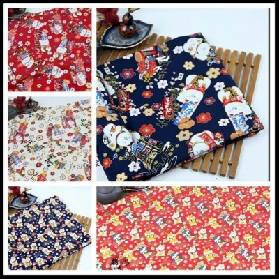 Japanese Fabric Cotton Shiba Inu Dog Pig Print Kimono Curtain Craft Clothes NR9 - Image 1 of 4