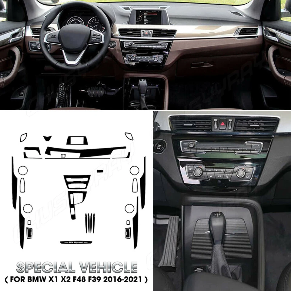 Calcomanías de ajuste interiores hágalo usted mismo con patrón de fibra de carbono 5D para BMW X1 X2 f48 f39 2016-2021 Foto 1 de 4