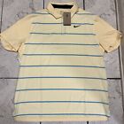 New Nike Dri-FIT Tiger Woods Striped Polo Shirt Yellow Men's Size XL DR5318-821