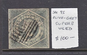 NSW 1854 DIADEM 6d OLIVE-GREY  SG 95    SUPERB USED  - Bild 1 von 1