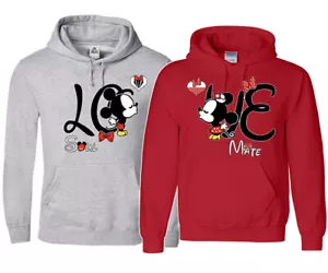 LOVE Soul mate Couple Matching Hoodies Mickey Minnie Kiss vacation Anniversary - Picture 1 of 9