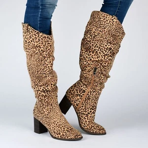 👢Neue Journee Kollektion: ANEIL Kniehohe Stiefel ~ Leopardenstoff ~ Schuhgröße 9WC - Bild 1 von 8