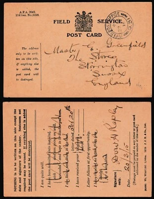 Great Britain Cover 1916 WWI Field Service Post Card Etaples D31   England Z2962 - Image 1 of 4