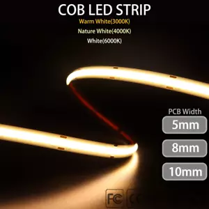 COB LED Strip High Density Flexible FCOB 320/384/528LEDs/m Lights Tape DC12V/24V - Picture 1 of 12