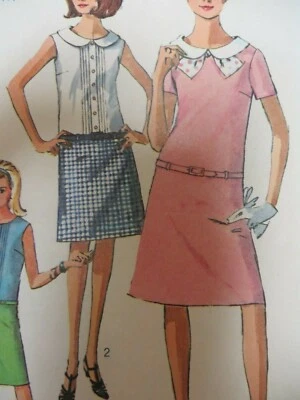Vtg 60's Simplicity 6489 DRESS w/ A-LINE SKIRT DROP WAIST Sewing Pattern Women - Image 1 of 4